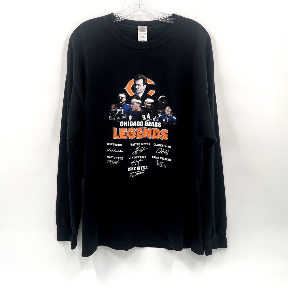 CHICAGO BEARS 80s 90s Y2K Legends Vintage XL Black Long-Sleeve Crewneck T-Shirt